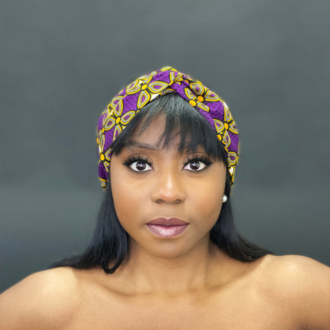 Haarband / Stirnband / Kopfband in Afrikanischer Print - Erwachsene - Lila