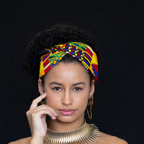 Haarband / Stirnband / Kopfband in Afrikanischer Print - Gelb / Multicolour kente