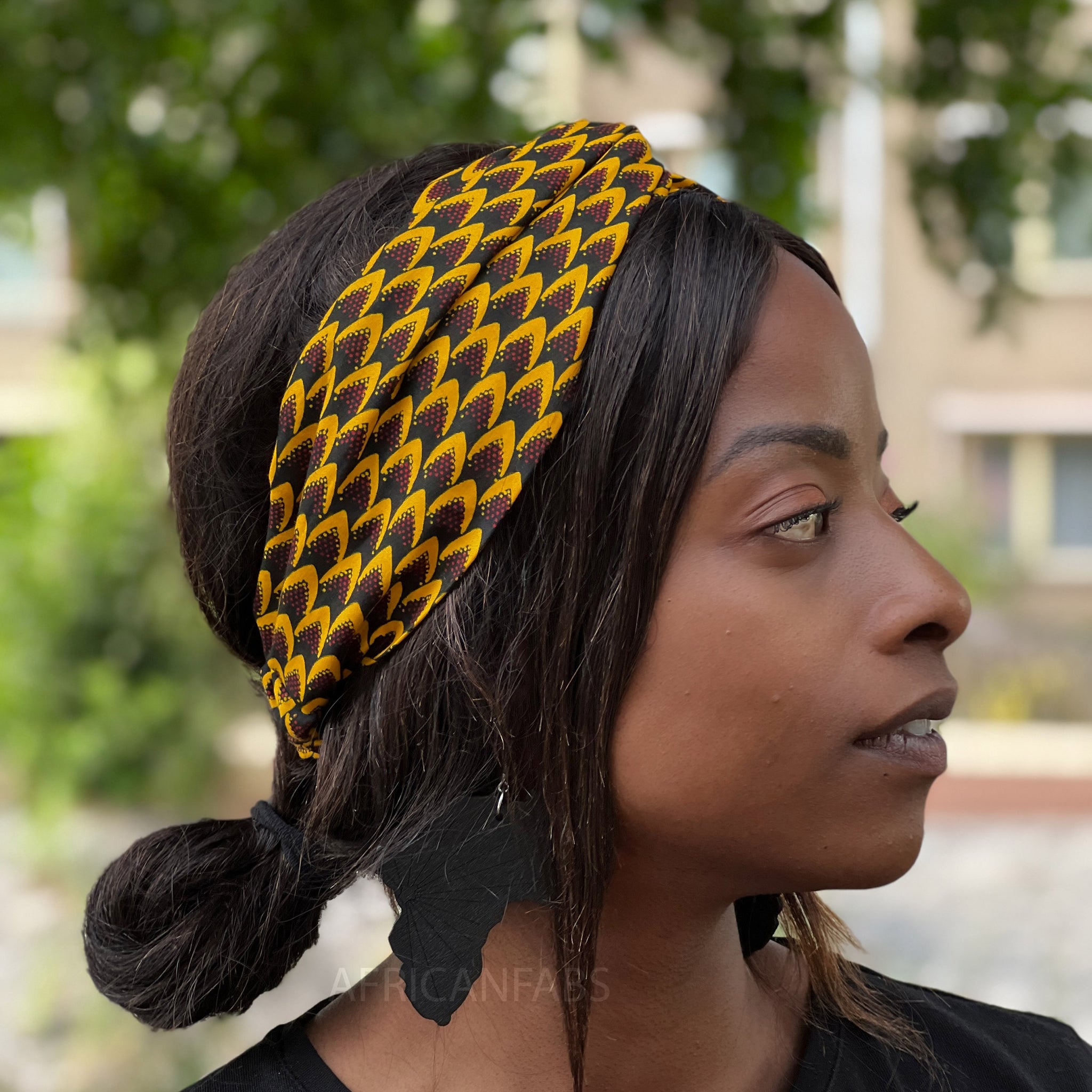 Haarband / Stirnband / Kopfband in Afrikanischer Print - Bronze Banga Nut VLISCO