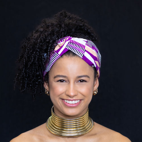 Haarband / Stirnband / Kopfband in Afrikanischer Print - Lila kente print