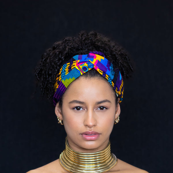Haarband / Stirnband / Kopfband in Afrikanischer Print - Multicolor kente print