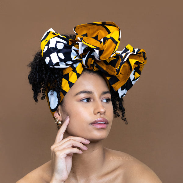 Afrikanisches Kopftuch / headwrap - Senf Gelb Samakaka