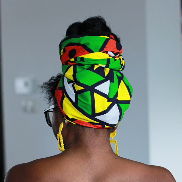 Afrikanisches Kopftuch / headwrap - Grüne Samakaka / samacaca