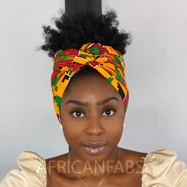 Afrikanisches Kopftuch / Kente headwrap - Grün / Gelb