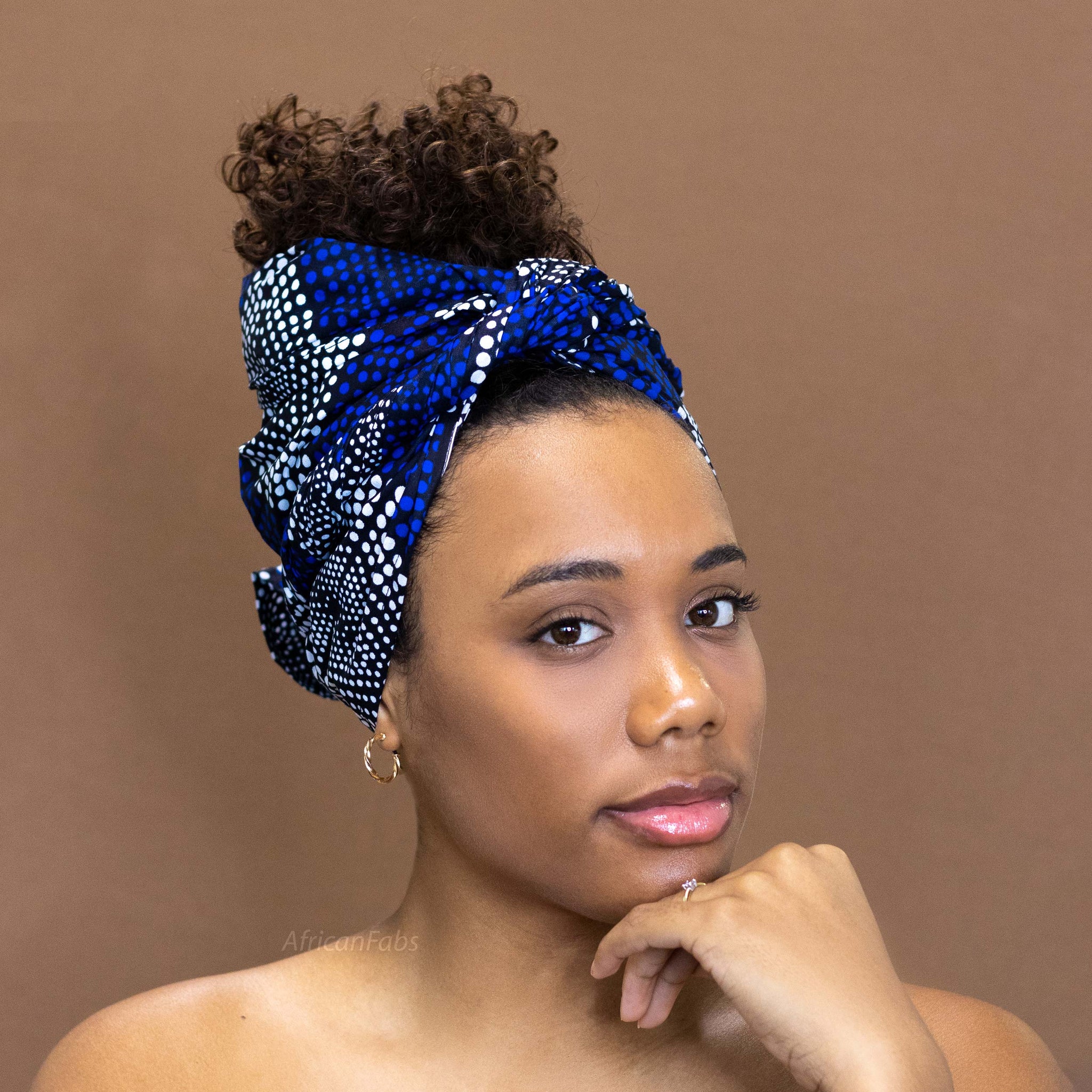 Afrikanisches Kopftuch / headwrap - Blau diamonds
