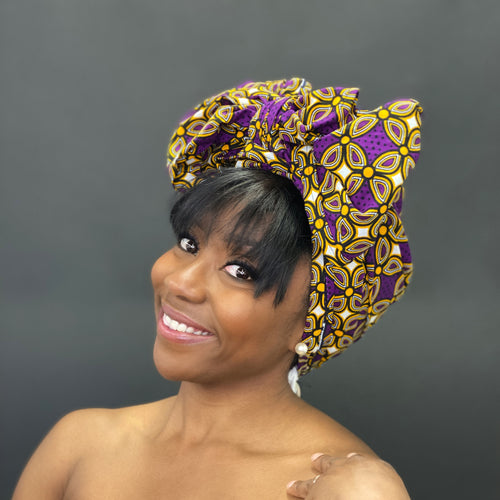 Afrikanisches Kopftuch / headwrap - Lila Royal Pattern