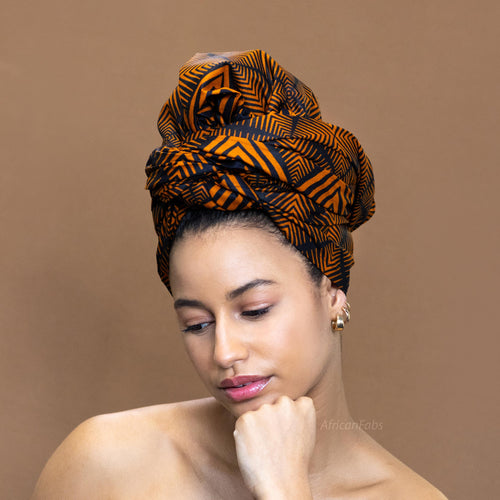 Afrikanisches Kopftuch / headwrap - Braun Orange fade effect