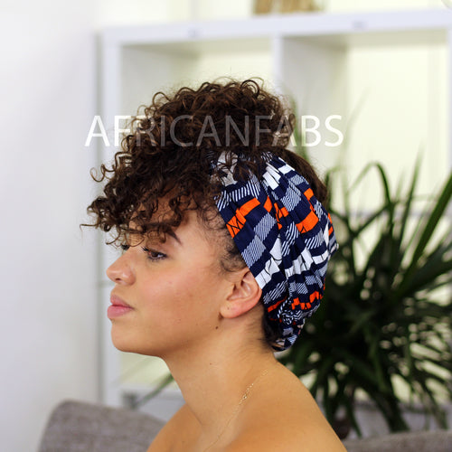 Afrikanisches Kopftuch / headwrap - Orange trails