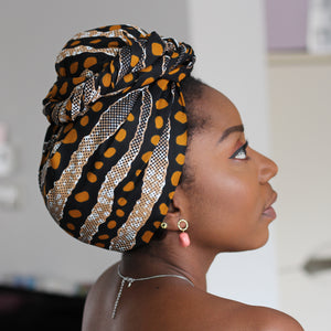Afrikanisches Kopftuch / headwrap - Bogolan Punkte
