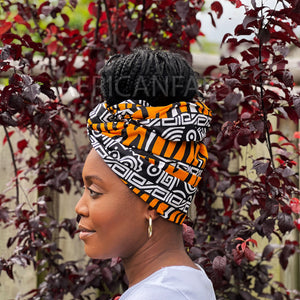 Afrikanisches Kopftuch / headwrap - Schwarz / Orange