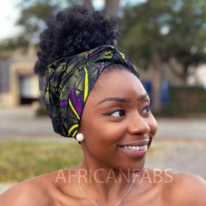 Afrikanisches Kopftuch / Vlisco headwrap - Lila / Grüne butterfly