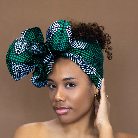 Afrikanisches Kopftuch / headwrap - Grün diamonds