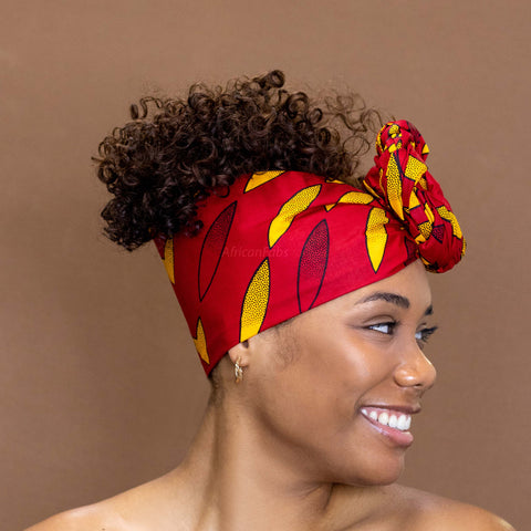 Afrikanisches Kopftuch / headwrap - Rot / Gelb sunburst