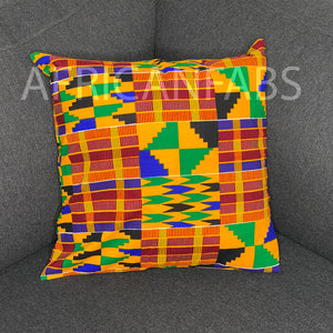 Afrikanisches Kissen | Orange Kente - Dekokissen 45x45 - 100% Baumwolle