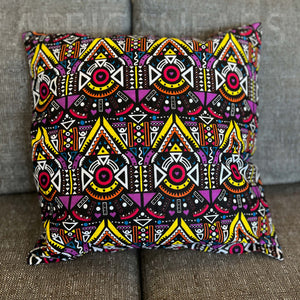 Afrikanisches Kissen | Multicolor tribal - 100% Baumwolle Print Stoff - Dekokissen 45x45 - 100% Baumwolle