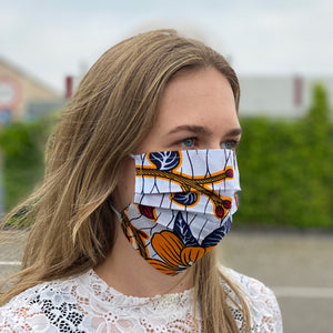 Afrikanischer Print Mundschutz / Maske aus Baumwolle Unisex - Rot Gelbe Blumen