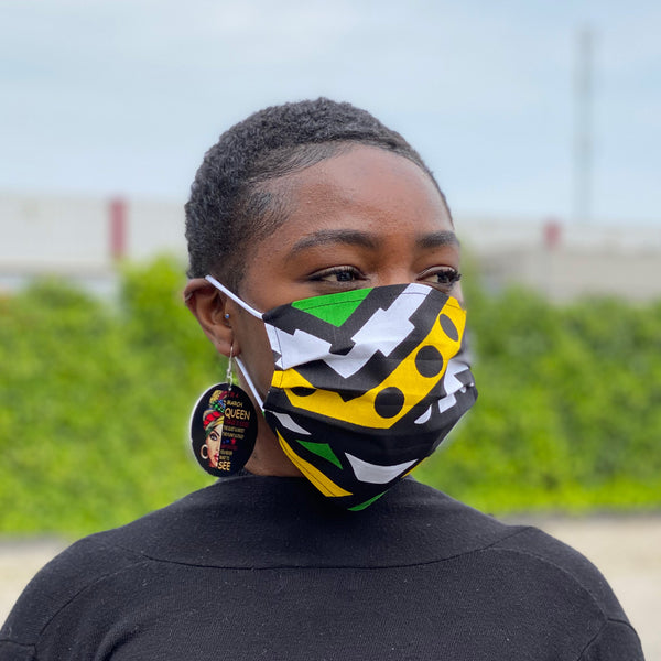 Afrikanischer Print Mundschutz / Maske mit Motiv Baumwolle Unisex - Grüne samakaka