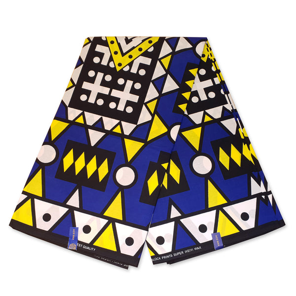 Afrikanisches Kopftuch / headwrap - Blau Gelbe samakaka