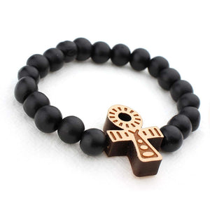 Afrikanischer Armband - Holzperlenarmband - Kreuz - Schwarz