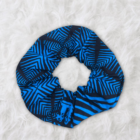 Scrunchie / Haargummi Afrikanischer Print - XL Erwachsene Haarschmuck - Blau