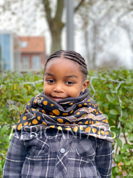 Warmer Schal für Kinder mit afrikanischem Print Unisex - Schwarze bogolan stripes