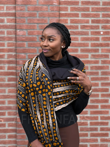 Warmer Schal mit afrikanischem Print Unisex - Schwarze bogolan stripes