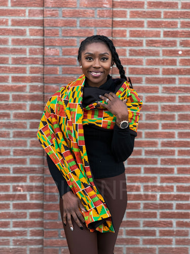 SCHAL + SOCKEN-SET - Warmer Schal mit afrikanischem Kente Print + Socken