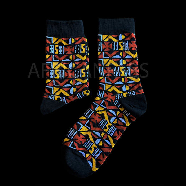 SCHAL + SOCKEN-SET - Warmer Schal mit afrikanischem Print + Socken Braune mud