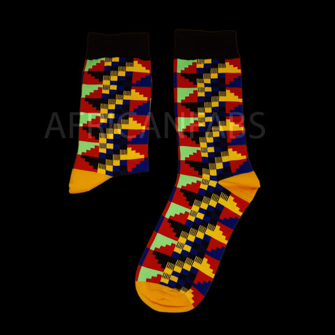 Afrikanische Socken / Afro-Socken / Kente-Socken - Rot multicolor