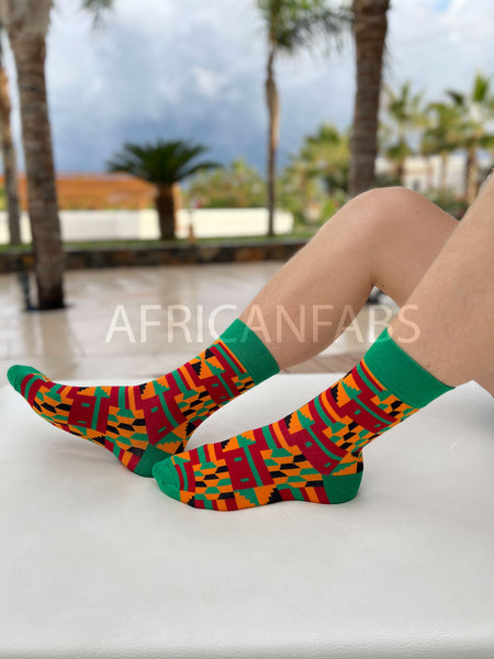 Afrikanische Socken / Afro-Socken / Kente -Socken - Grün