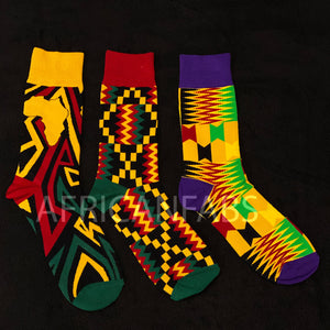 Afrikanische Socken / Afro-Socken / Kente-Socken - Satz mit 3 Paaren