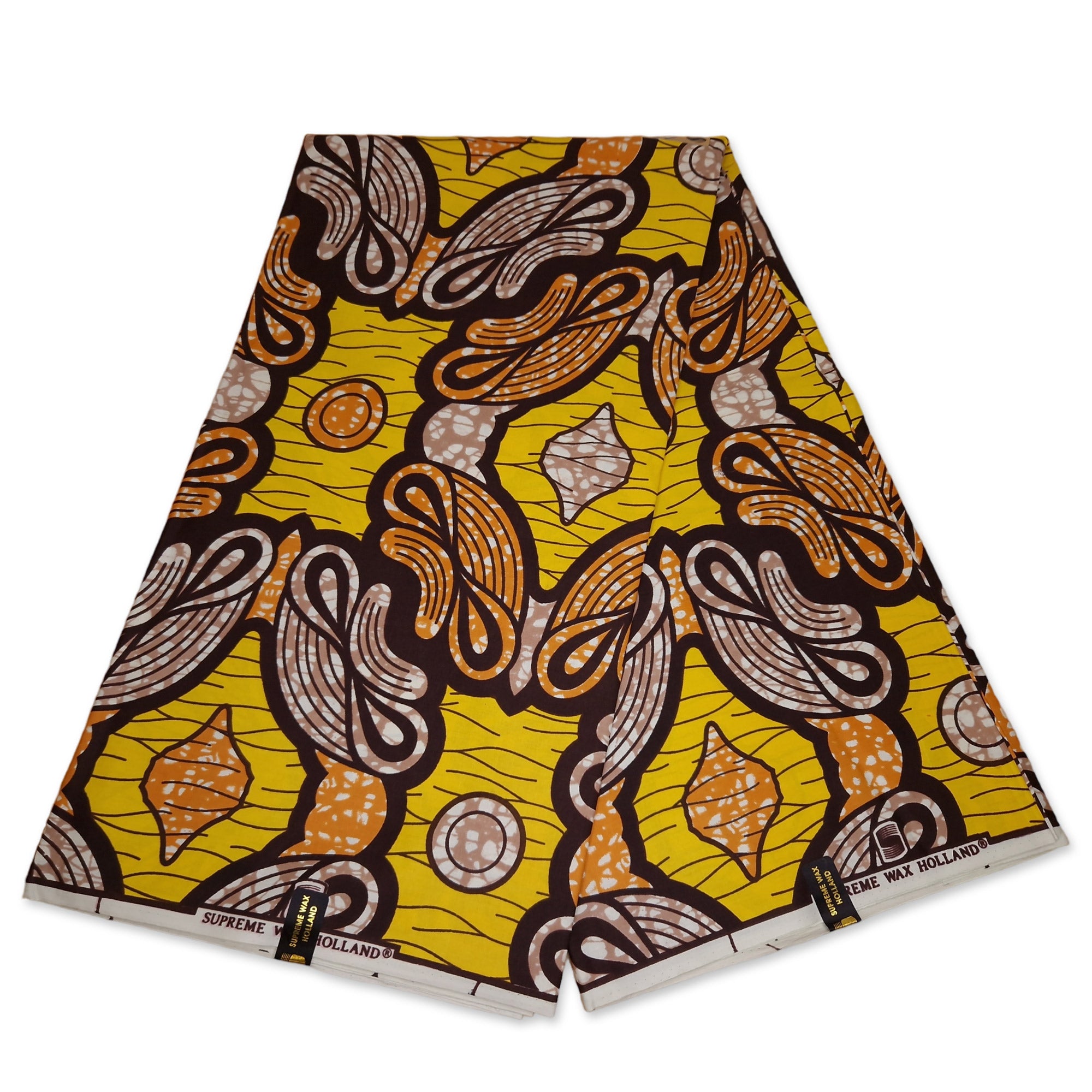 Afrikanischer Stoff - Gelb figures - Super Wax 100% feine Baumwolle