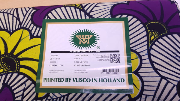 VLISCO Stoff Hollandais Afrikanischer Wax print - Lila Wedding Flowers