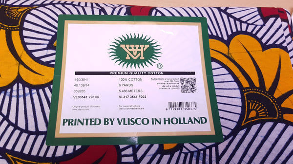 VLISCO Stoff Hollandais Afrikanischer Wax print - Weiss Wedding Flowers