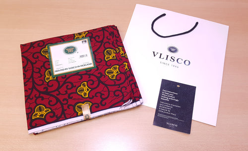 VLISCO Stoff Hollandais Afrikanischer Wax print - Rot / Gelbe Branch