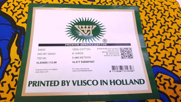 VLISCO Stoff Hollandais Afrikanischer Wax print - Gelb / Blaues Jumping Horse