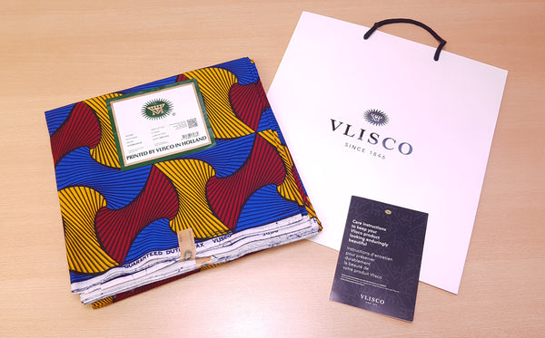 VLISCO Stoff Hollandais Afrikanischer Wax print - Rot / Gelb / Blaues Santana