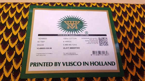 VLISCO Stoff Hollandais Afrikanischer Wax print - Bronze Banga Nut / Fish Scale / Finger nails