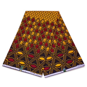 VLISCO Stoff Hollandais Afrikanischer Wax print - Rot / Gelbe Banga