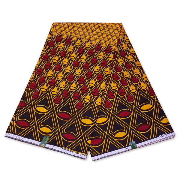 VLISCO Stoff Hollandais Afrikanischer Wax print - Rot / Gelbe Banga