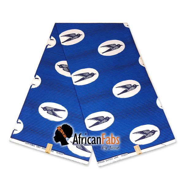 Afrikanisches Kopftuch / Vlisco headwrap - Blau / Weiss speedbird