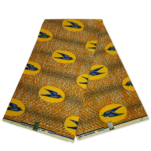 VLISCO Stoff Hollandais Afrikanischer Wax print - Orange / Gelb Speedbird