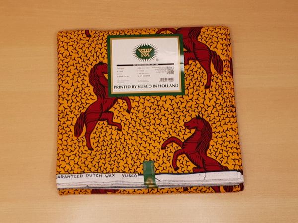 VLISCO Stoff Hollandais Afrikanischer Wax print - Gelb / Rote Jumping Horse