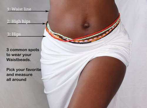 Waist Beads / Afrikanische Taillenkette - EGHE - Grün / Weiss (elastisch)