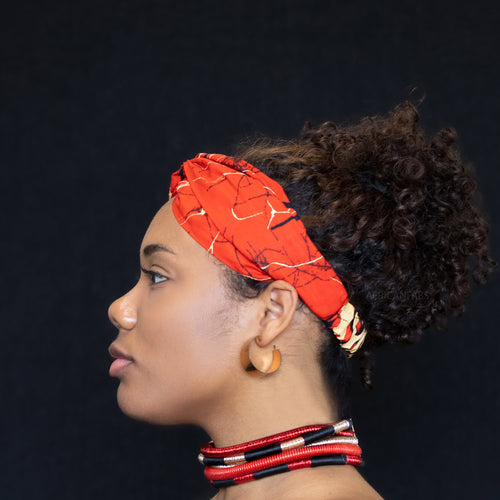 Haarband / Stirnband / Kopfband in Afrikanischer Print - Rot Kampala