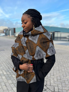 Warmer Schal mit afrikanischem Print Unisex - Senf / braun
