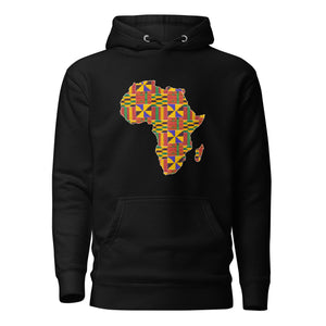 Hoodie - Unisex - Afrikanischer Kontinent im Kente-Aufdruck D001 (Hoodie Schwarz oder Weiß)