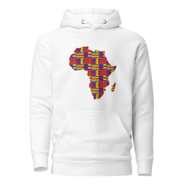 Kapuzenpullover – Unisex – Afrikanischer Kontinent mit rotem Kente-Aufdruck D002 (Hoodie in mehreren Farben)