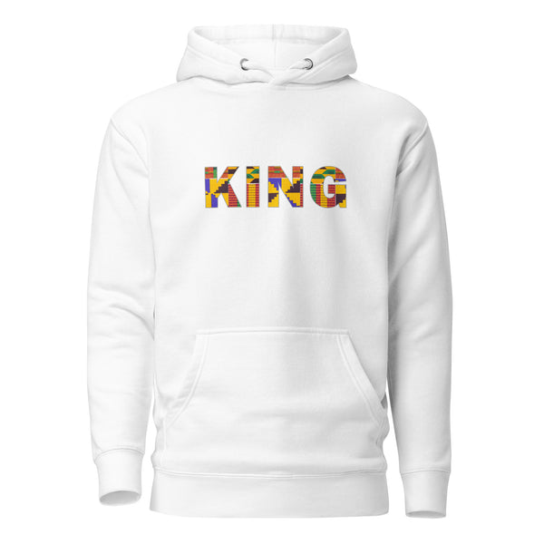 Hoodie - Unisex - KING im Kente-Print D008 (Hoodie Schwarz oder Weiß)